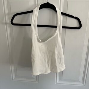 wild fable White Ribbed Halter Crop Tank